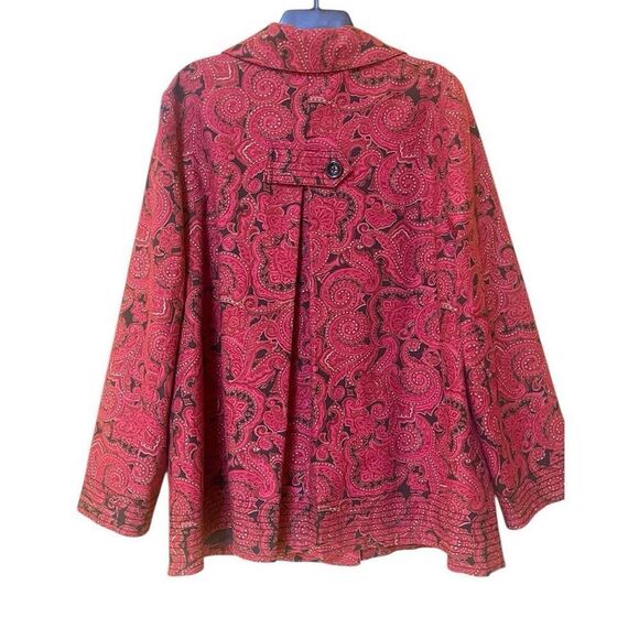 Talbots Pink Paisley Retro Looking Style 3 Botton Oversized Jacket Sz Large - Picture 2 of 4